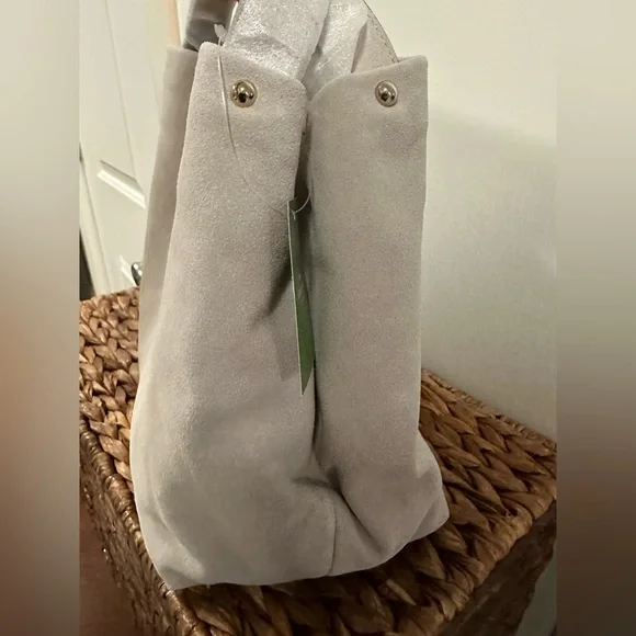 NWT Kate Spade Stardust Suede Willa satchel hobo bag. Light grey suede. - Picture 8 of 9
